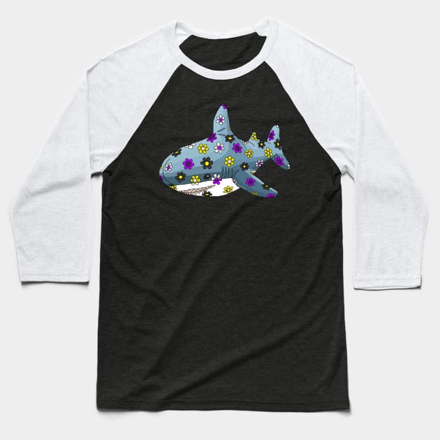 The Non-binary Blue Shark Baseball T-Shirt by Art by Veya